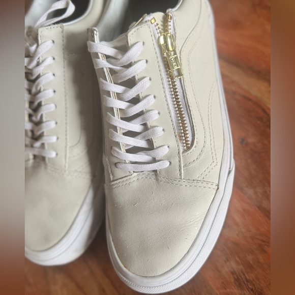 Vans Off The Wall Off White Leather Lace-Up Side-Zip Unisex Sneakers 7.5 M 9.0 W - Picture 4 of 12